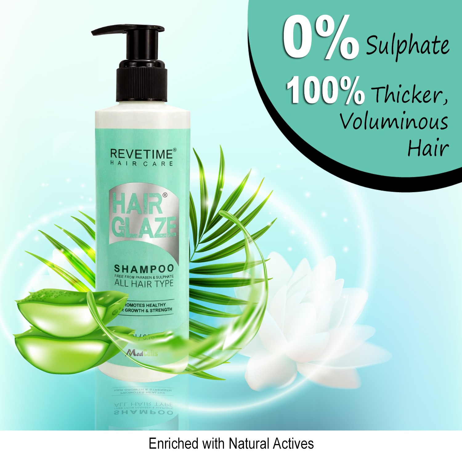 Revetime Hairglaze | Sulphate Free Keratin Shampoo | Control Hairfall | Strengthens | Biotin | Caffeine | 200ml