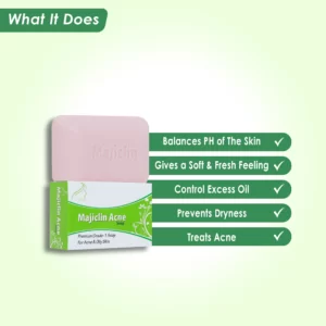 Majiclin | Premium Grade 1 Anti-Acne Soap | Acne Cleanses | Exfoliates | Salicylic acid & Olive oil | 75gm