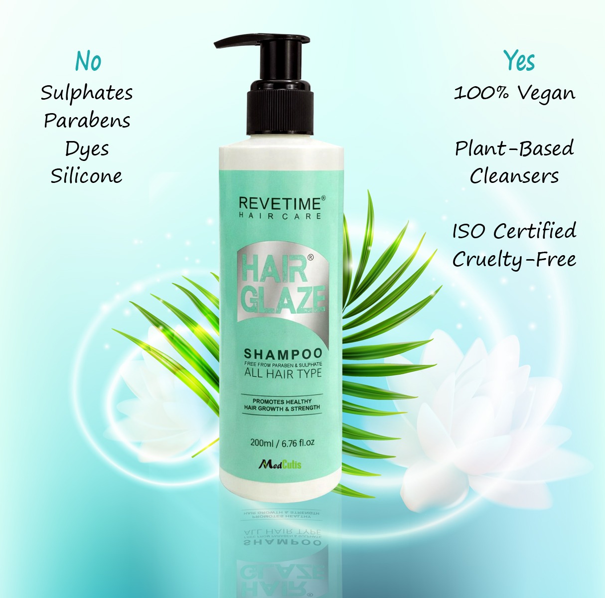 Revetime Hairglaze | Sulphate Free Keratin Shampoo | Control Hairfall | Strengthens | Biotin | Caffeine | 200ml