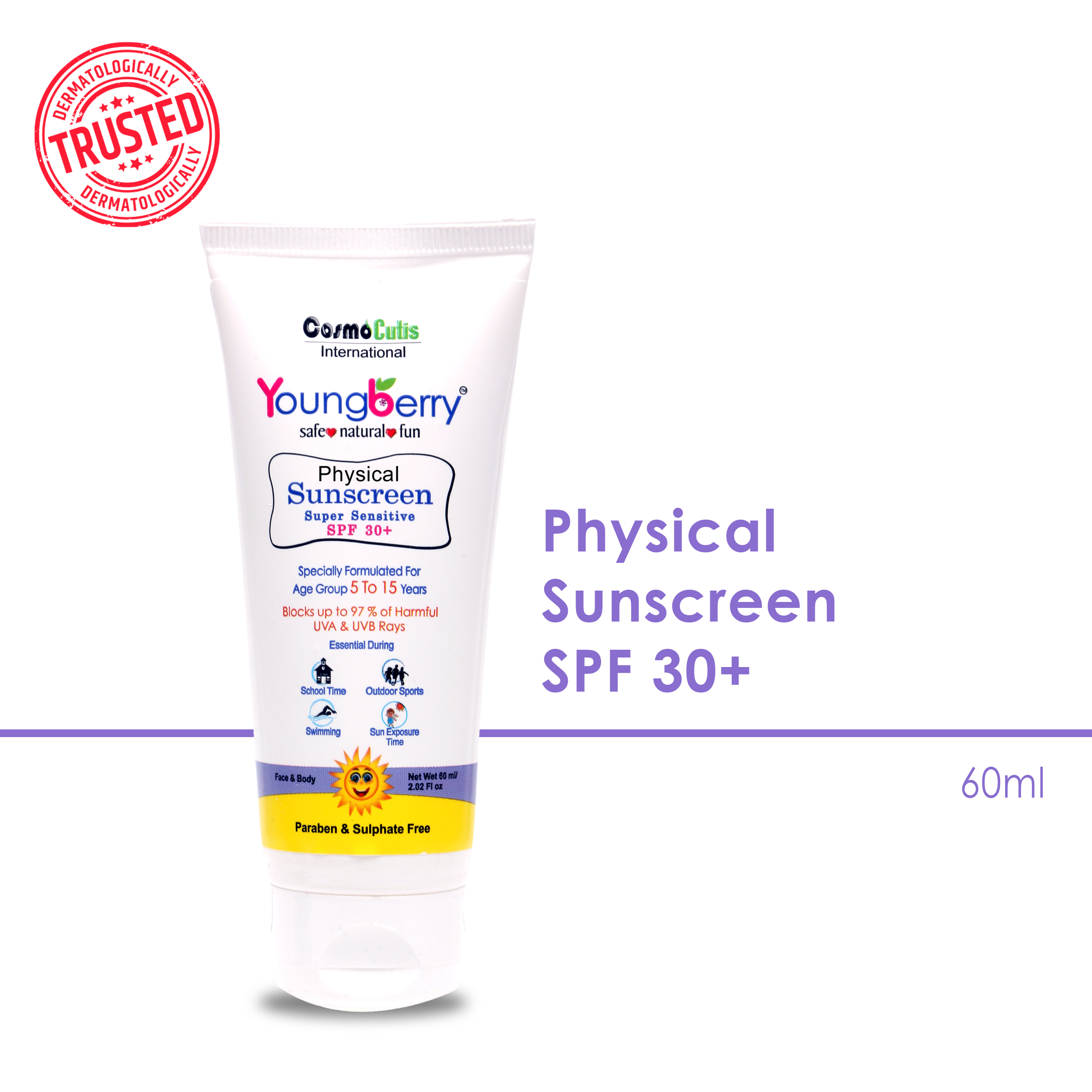 Youngberry Physical Sunscreen SPF30+, physical sunscreen, sunscreen spf30