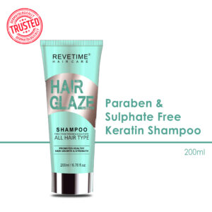 Revetime Hairglaze | Sulphate Free Keratin Shampoo | Control Hairfall | Strengthens | Biotin | Caffeine | 200ml